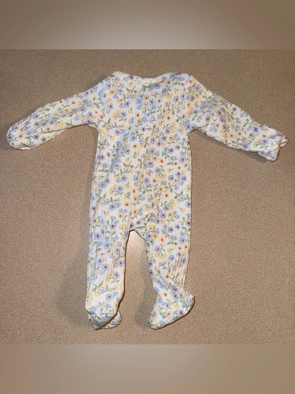 Carter’s Preemie Baby Girl Sleeper Pajamas Floral Print Two Way Zipper Mittens